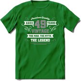 49 Jaar Legend T-Shirt | Zilver - Wit | Grappig Verjaardag en Feest Cadeau | Dames - Heren - Unisex | Kleding Kado | - Donker Groen - 3XL