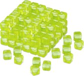 Relaxdays herbruikbare ijsblokjes - 100 stuks - kunststof ijsklontjes vierkant - gekleurd - groen