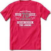 70 Jaar Legend T-Shirt | Zilver - Wit | Grappig Verjaardag en Feest Cadeau | Dames - Heren - Unisex | Kleding Kado | - Roze - XXL