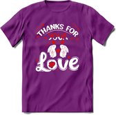 Thanks For Your Love - Valentijn T-Shirt | Grappig Valentijnsdag Cadeautje voor Hem en Haar | Dames - Heren - Unisex | Kleding Cadeau | - Paars - S