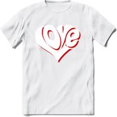 Love - Valentijn T-Shirt | Grappig Valentijnsdag Cadeautje voor Hem en Haar | Dames - Heren - Unisex | Kleding Cadeau | - Wit - M