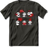 Liefdes Panda's - Valentijn T-Shirt | Grappig Valentijnsdag Cadeautje voor Hem en Haar | Dames - Heren - Unisex | Kleding Cadeau | - Donker Grijs - XL
