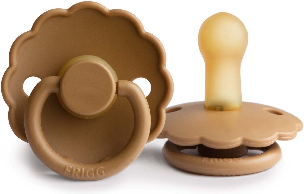 Goedkoopste Frigg fopspeen latex - Daisy - cappuccino / 6-18 maanden