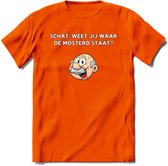 Weet jij waar de mosterd staat T-Shirt | Grappig Abraham 50 Jaar Verjaardag Kleding Cadeau | Dames – Heren - Oranje - M