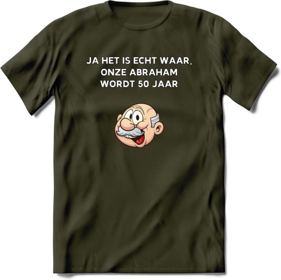 Foto: Ja het is echt waar t shirt grappig abraham 50 jaar verjaardag kleding cadeau dames heren leger groen xxl