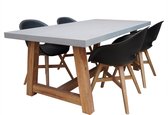 BUITEN living Veltis/Karlstad zwart dining tuinset 5-delig | betonlook | 200cm | 4 personen