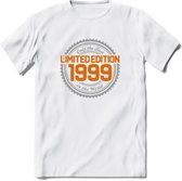1999 Limited Edition Ring T-Shirt | Zilver - Goud | Grappig Verjaardag en Feest Cadeau Shirt | Dames - Heren - Unisex | Tshirt Kleding Kado | - Wit - L