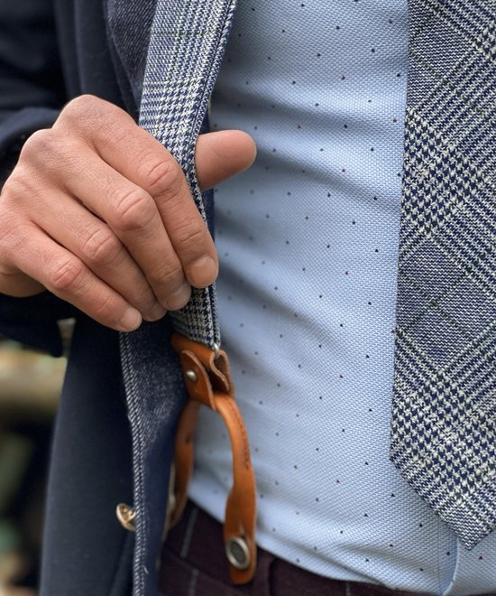 Sir Redman - bretelles de luxe - 100% made in NL, - Maher Tweed - bleu / vert / gris / blanc