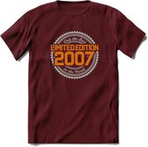 2007 Limited Edition Ring T-Shirt | Zilver - Goud | Grappig Verjaardag en Feest Cadeau Shirt | Dames - Heren - Unisex | Tshirt Kleding Kado | - Burgundy - XL