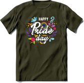 Pride Day | Pride T-Shirt | Grappig LHBTIQ+ / LGBTQ / Gay / Homo / Lesbi Cadeau Shirt | Dames - Heren - Unisex | Tshirt Kleding Kado | - Leger Groen - L