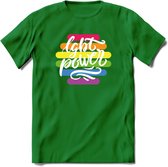 LGBT Power | Pride T-Shirt | Grappig LHBTIQ+ / LGBTQ / Gay / Homo / Lesbi Cadeau Shirt | Dames - Heren - Unisex | Tshirt Kleding Kado | - Donker Groen - M