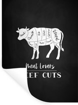 Stickers Stickers muraux - Vache - Cuisine - Viande - 30x40 cm - Feuille adhésive - Cadeau pour femme