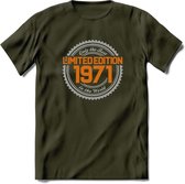 1971 Limited Edition Ring T-Shirt | Zilver - Goud | Grappig Verjaardag en Feest Cadeau Shirt | Dames - Heren - Unisex | Tshirt Kleding Kado | - Leger Groen - XXL