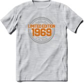 1969 Limited Edition Ring T-Shirt | Zilver - Goud | Grappig Verjaardag en Feest Cadeau Shirt | Dames - Heren - Unisex | Tshirt Kleding Kado | - Licht Grijs - Gemaleerd - XL