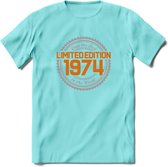 1974 Limited Edition Ring T-Shirt | Zilver - Goud | Grappig Verjaardag en Feest Cadeau Shirt | Dames - Heren - Unisex | Tshirt Kleding Kado | - Licht Blauw - XXL