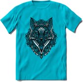 Vos - Dieren Mandala T-Shirt | Blauw | Grappig Verjaardag Zentangle Dierenkop Cadeau Shirt | Dames - Heren - Unisex | Wildlife Tshirt Kleding Kado | - Blauw - XL