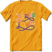 Spread Love | Pride T-Shirt | Grappig LHBTIQ+ / LGBTQ / Gay / Homo / Lesbi Cadeau Shirt | Dames - Heren - Unisex | Tshirt Kleding Kado | - Geel - XXL