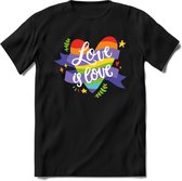 Love Is Love | Pride T-Shirt | Grappig LHBTIQ+ / LGBTQ / Gay / Homo / Lesbi Cadeau Shirt | Dames - Heren - Unisex | Tshirt Kleding Kado | - Zwart - S