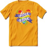 Love Is Love | Pride T-Shirt | Grappig LHBTIQ+ / LGBTQ / Gay / Homo / Lesbi Cadeau Shirt | Dames - Heren - Unisex | Tshirt Kleding Kado | - Geel - XXL