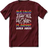 Gay Glitter | Pride T-Shirt | Grappig LHBTIQ+ / LGBTQ / Gay / Homo / Lesbi Cadeau Shirt | Dames - Heren - Unisex | Tshirt Kleding Kado | - Burgundy - XXL