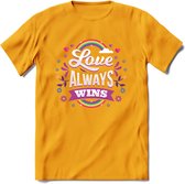 Love Wins | Pride T-Shirt | Grappig LHBTIQ+ / LGBTQ / Gay / Homo / Lesbi Cadeau Shirt | Dames - Heren - Unisex | Tshirt Kleding Kado | - Geel - 3XL