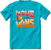 Love Wins | Pride T-Shirt | Grappig LHBTIQ+ / LGBTQ / Gay / Homo / Lesbi Cadeau Shirt | Dames - Heren - Unisex | Tshirt Kleding Kado | - Blauw - XXL