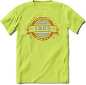 Premium Since 1923 T-Shirt | Zilver - Goud | Grappig Verjaardag en Feest Cadeau Shirt | Dames - Heren - Unisex | Tshirt Kleding Kado | - Groen - M