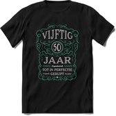 50 Jaar Legendarisch Gerijpt T-Shirt | Aqua - Grijs | Grappig Verjaardag en Feest Cadeau Shirt | Dames - Heren - Unisex | Tshirt Kleding Kado | - Zwart - L