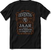 70 Jaar Legendarisch Gerijpt T-Shirt | Oranje - Grijs | Grappig Verjaardag en Feest Cadeau Shirt | Dames - Heren - Unisex | Tshirt Kleding Kado | - Zwart - XXL