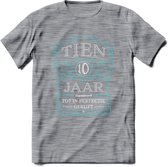 10 Jaar Legendarisch Gerijpt T-Shirt | Lichtblauw - Grijs | Grappig Verjaardag en Feest Cadeau Shirt | Dames - Heren - Unisex | Tshirt Kleding Kado | - Donker Grijs - Gemaleerd - X