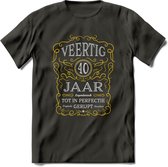 40 Jaar Legendarisch Gerijpt T-Shirt | Geel - Grijs | Grappig Verjaardag en Feest Cadeau Shirt | Dames - Heren - Unisex | Tshirt Kleding Kado | - Donker Grijs - XL