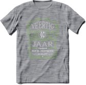 40 Jaar Legendarisch Gerijpt T-Shirt | Groen - Grijs | Grappig Verjaardag en Feest Cadeau Shirt | Dames - Heren - Unisex | Tshirt Kleding Kado | - Donker Grijs - Gemaleerd - S