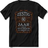 60 Jaar Legendarisch Gerijpt T-Shirt | Oranje - Grijs | Grappig Verjaardag en Feest Cadeau Shirt | Dames - Heren - Unisex | Tshirt Kleding Kado | - Zwart - L