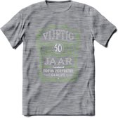 50 Jaar Legendarisch Gerijpt T-Shirt | Groen - Grijs | Grappig Verjaardag en Feest Cadeau Shirt | Dames - Heren - Unisex | Tshirt Kleding Kado | - Donker Grijs - Gemaleerd - L