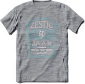 60 Jaar Legendarisch Gerijpt T-Shirt | Lichtblauw - Grijs | Grappig Verjaardag en Feest Cadeau Shirt | Dames - Heren - Unisex | Tshirt Kleding Kado | - Donker Grijs - Gemaleerd - 3