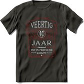 40 Jaar Legendarisch Gerijpt T-Shirt | Rood - Grijs | Grappig Verjaardag en Feest Cadeau Shirt | Dames - Heren - Unisex | Tshirt Kleding Kado | - Donker Grijs - M