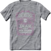 30 Jaar Legendarisch Gerijpt T-Shirt | Roze - Grijs | Grappig Verjaardag en Feest Cadeau Shirt | Dames - Heren - Unisex | Tshirt Kleding Kado | - Donker Grijs - Gemaleerd - XXL