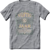 50 Jaar Legendarisch Gerijpt T-Shirt | Mos - Ivoor | Grappig Verjaardag en Feest Cadeau Shirt | Dames - Heren - Unisex | Tshirt Kleding Kado | - Donker Grijs - Gemaleerd - 3XL