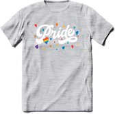 Pride T-Shirt | Grappig LHBTIQ+ / LGBTQ / Gay / Homo / Lesbi Cadeau Shirt | Dames - Heren - Unisex | Tshirt Kleding Kado | - Licht Grijs - Gemaleerd - S