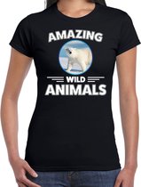 T-shirt ijsbeer - zwart - dames - amazing wild animals - cadeau shirt ijsbeer / ijsberen liefhebber XS