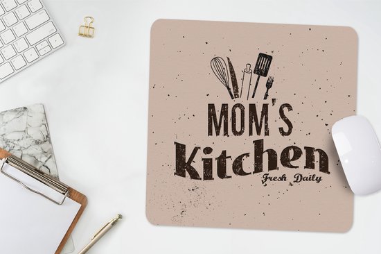 Muismat 30x30 cm - Mousepad Keuken - Moeder - Eten - Muismatten - Cadeau voor vrouw