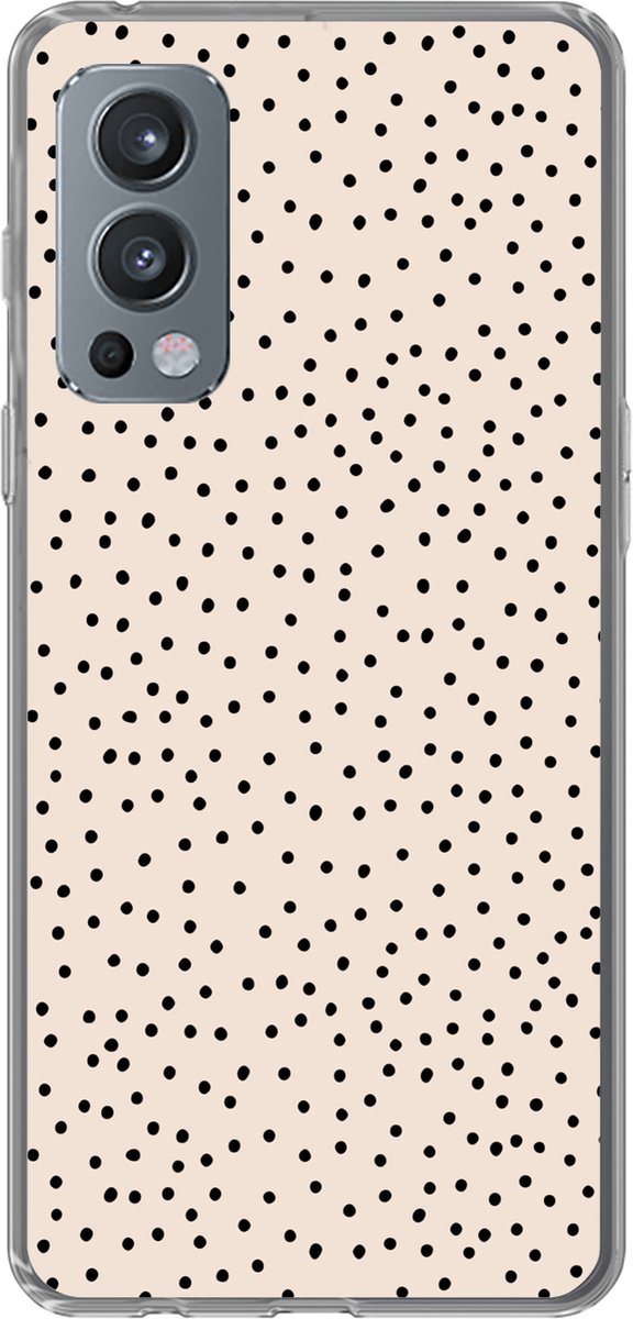 Telefoonhoesje Geschikt voor OnePlus Nord 2 5G hoesje - Stip - Beige - Zwart - Siliconen Telefoonhoesje Telefoonhoesje