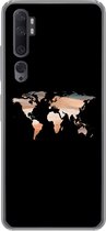 Geschikt voor Xiaomi Mi Note 10 hoesje - Wereldkaart - Verf - Zwart - Siliconen Telefoonhoesje