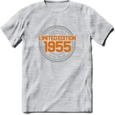 1955 Limited Edition Ring T-Shirt | Zilver - Goud | Grappig Verjaardag en Feest Cadeau Shirt | Dames - Heren - Unisex | Tshirt Kleding Kado | - Licht Grijs - Gemaleerd - L
