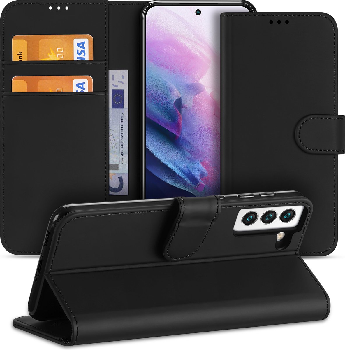 Bookcase Hoesje Samsung Galaxy S22 Zwart met Pasjeshouder
