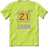 21 Jaar Feest T-Shirt | Goud - Zilver | Grappig Verjaardag Cadeau Shirt | Dames - Heren - Unisex | Tshirt Kleding Kado | - Groen - M