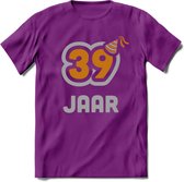 39 Jaar Feest T-Shirt | Goud - Zilver | Grappig Verjaardag Cadeau Shirt | Dames - Heren - Unisex | Tshirt Kleding Kado | - Paars - XXL