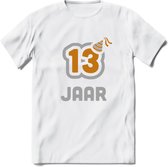 13 Jaar Feest T-Shirt | Goud - Zilver | Grappig Verjaardag Cadeau Shirt | Dames - Heren - Unisex | Tshirt Kleding Kado | - Wit - L