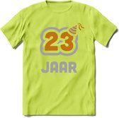 23 Jaar Feest T-Shirt | Goud - Zilver | Grappig Verjaardag Cadeau Shirt | Dames - Heren - Unisex | Tshirt Kleding Kado | - Groen - S