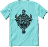 Bizon - Dieren Mandala T-Shirt | Grijs | Grappig Verjaardag Zentangle Dierenkop Cadeau Shirt | Dames - Heren - Unisex | Wildlife Tshirt Kleding Kado | - Licht Blauw - S